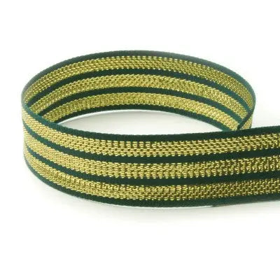 #560 Hunter & Gold Tri-Stripe The Ribbon Factory