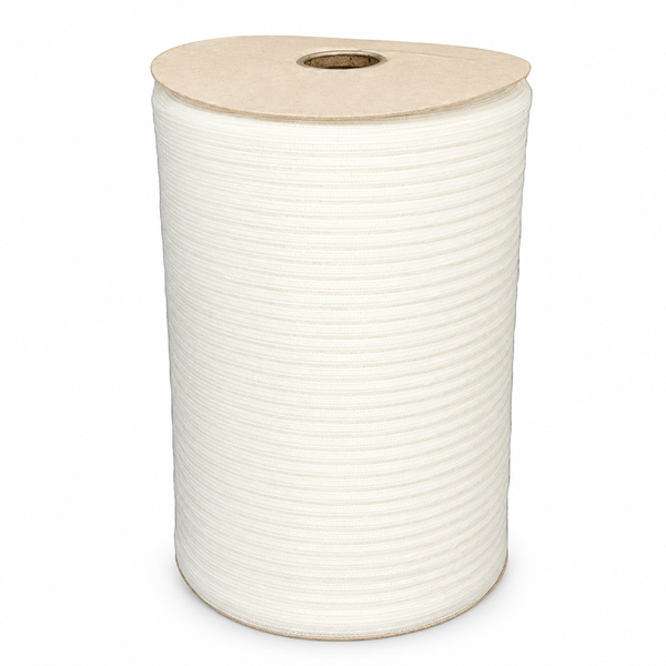 3/16" Pat 13A White Pre-Shrunk Cotton Garment Tape wound on a spool.