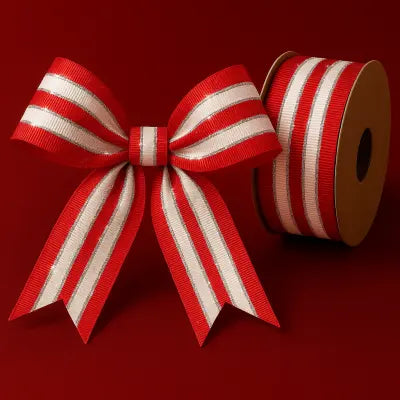 #402 Red, White & Silver Holiday The Ribbon Factory