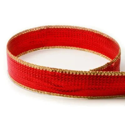 #527 Red & Gold Tinsel The Ribbon Factory