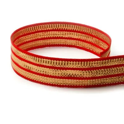 #561 Red & Gold Tri-Stripe The Ribbon Factory
