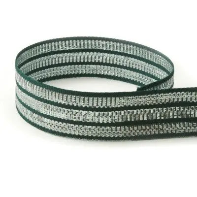 #567 Hunter & Silver Tri-Stripe The Ribbon Factory