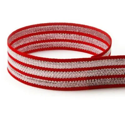 #568 Red & Silver Tri-Stripe The Ribbon Factory