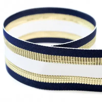 #616 Navy & Gold Tinsel The Ribbon Factory