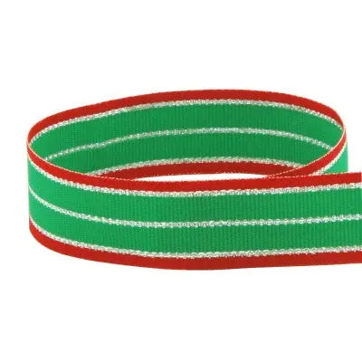 #403 Red, Emerald & Silver Holiday The Ribbon Factory