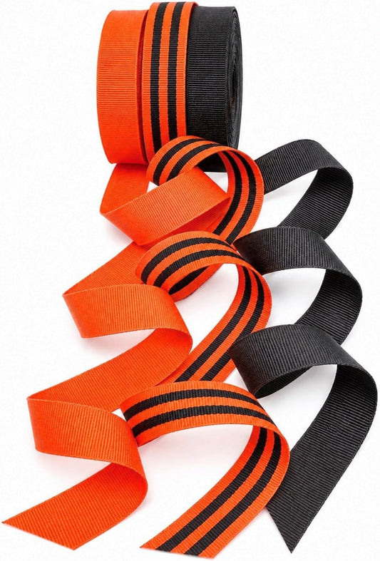 Halloween Stripe #1 Combo Pack in Orange Solid, Orange & Black Taffy Stripe, and Black Solid