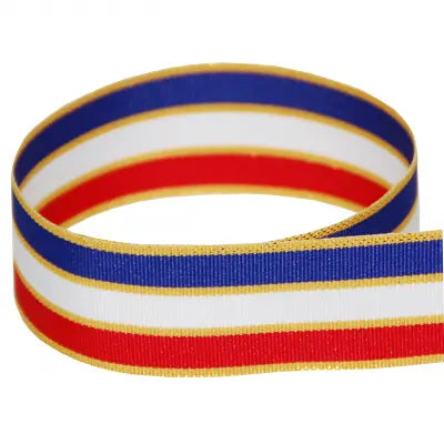 Red/White/Royal Blue w/ Gold Tinsel The Ribbon Factory