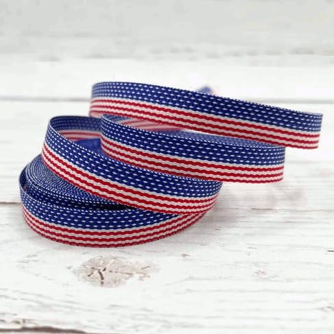 Narrow 3/8-inch American Flag ribbon, made in the USA.