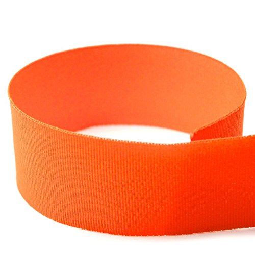 Orange solid grosgrain ribbon shown in a loose loop.