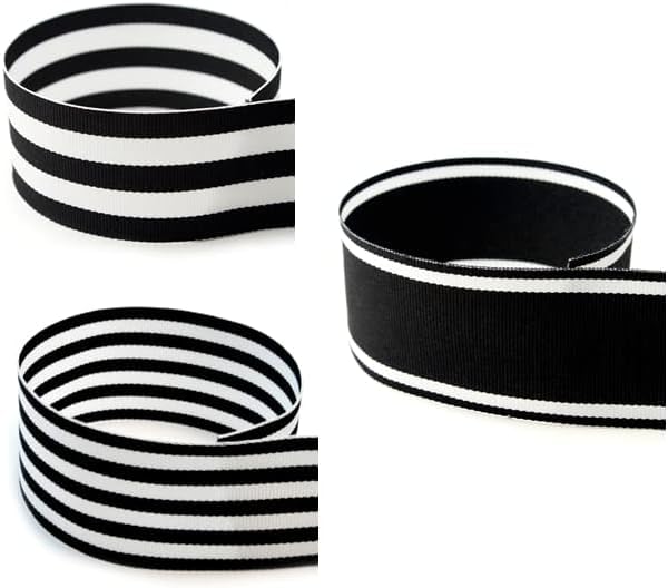 Black & White Stripe #1 Combo Pack Black Taffy Stripe, Italian Side Street, Black Monarch Stripe. The Ribbon Factory