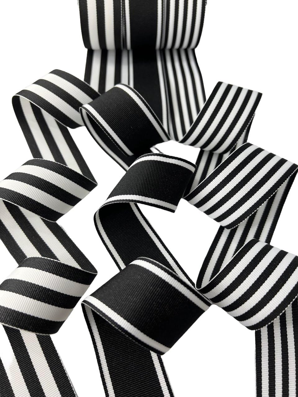 Black & White Stripe #1 Combo Pack Black Taffy Stripe, Italian Side Street, Black Monarch Stripe. The Ribbon Factory