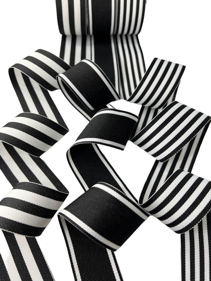 Black & White Stripe #1 Combo Pack Black Taffy Stripe, Italian Side Street, Black Monarch Stripe. The Ribbon Factory
