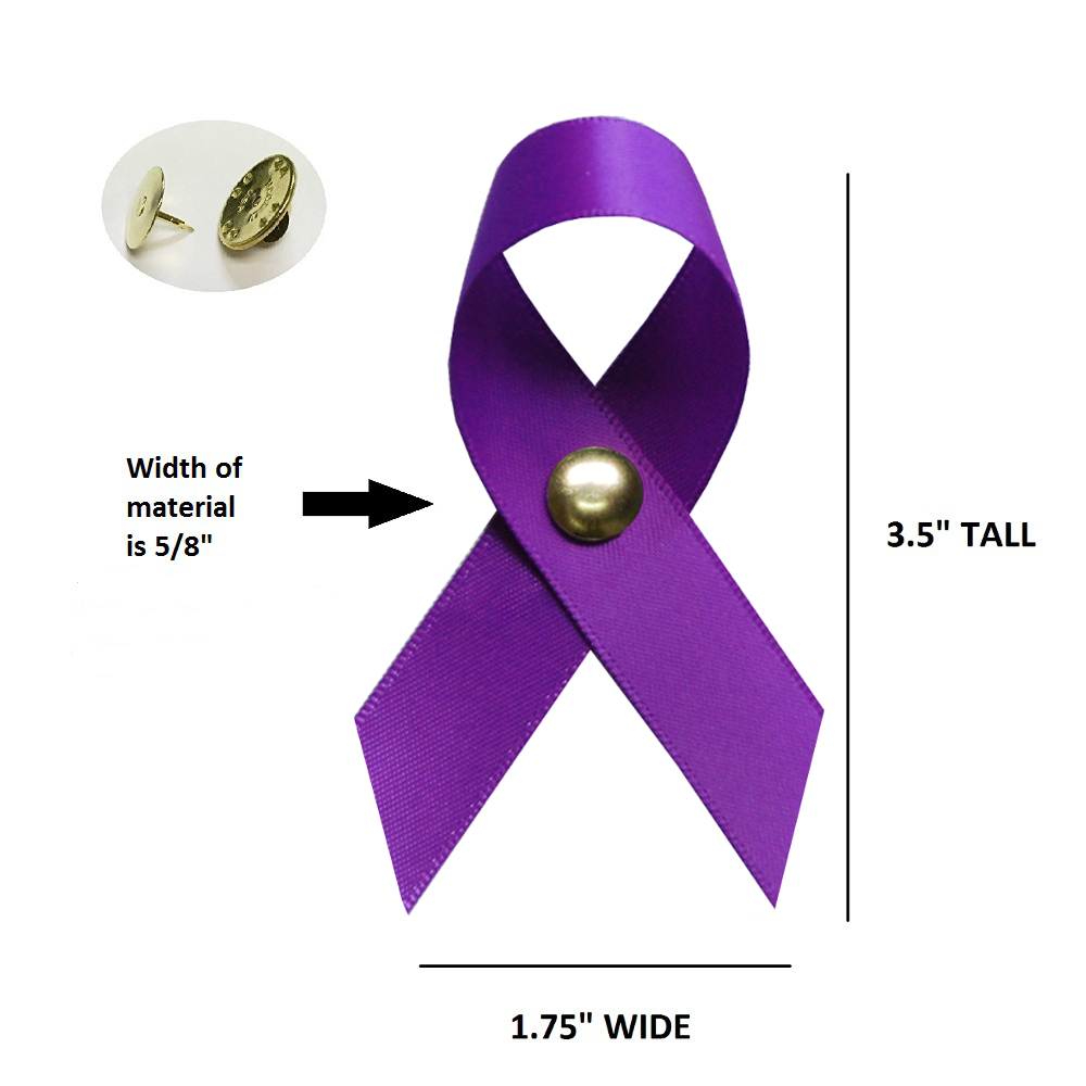 Purple - Satin Awareness Ribbons - Priced 100 Per Bag
